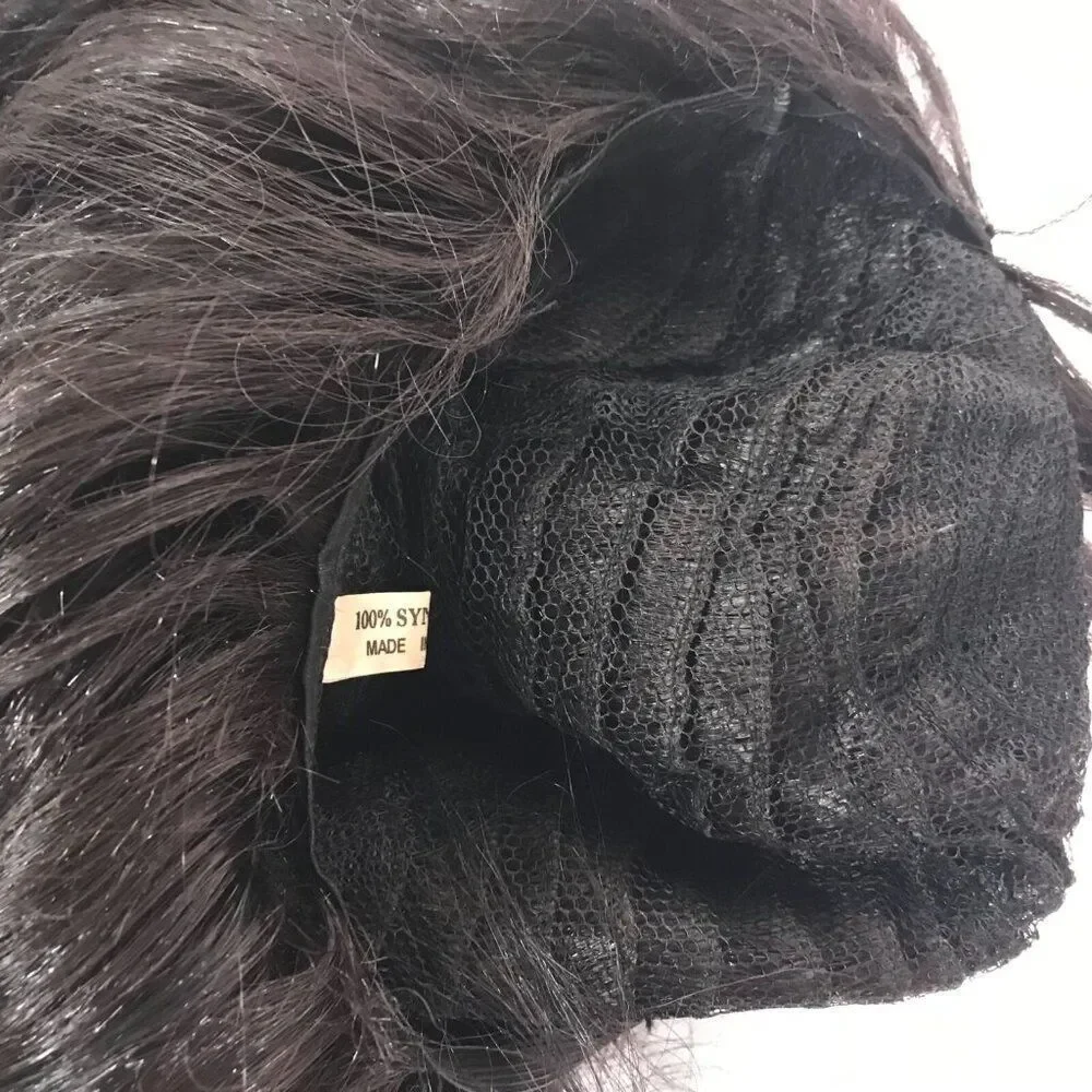 Wig Long Black Bangs Shag Mullet Adjustable Halloween Costume Dress Up Unisex